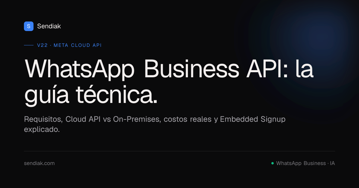 WhatsApp Business API: guía técnica 2026 · Sendiak